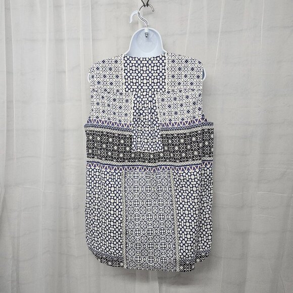 Liz Claiborne Blue White Floral Boho Tank Hippie Festival  XL - Picture 6 of 10